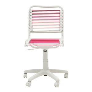 Low Back Bungie Office Chair in Blush with White Frame and Base