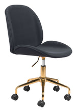 Load image into Gallery viewer, Modern Black and Gold Armless Office Chair on Wheels