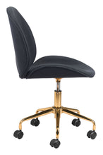Load image into Gallery viewer, Modern Black and Gold Armless Office Chair on Wheels