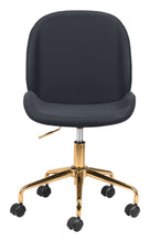Load image into Gallery viewer, Modern Black and Gold Armless Office Chair on Wheels