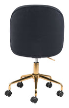 Load image into Gallery viewer, Modern Black and Gold Armless Office Chair on Wheels
