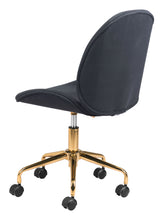 Load image into Gallery viewer, Modern Black and Gold Armless Office Chair on Wheels
