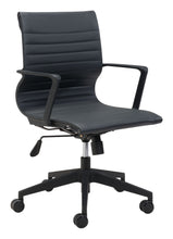 Load image into Gallery viewer, Modern Black Office Chair with Unique Ribbed Back