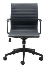 Load image into Gallery viewer, Modern Black Office Chair with Unique Ribbed Back
