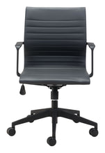 Load image into Gallery viewer, Modern Black Office Chair with Unique Ribbed Back