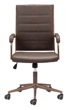 Load image into Gallery viewer, Plush Vintage Espresso and Bronze Office Chair
