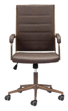 Load image into Gallery viewer, Plush Vintage Espresso and Bronze Office Chair