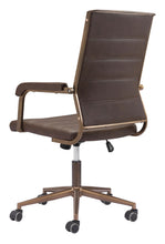 Load image into Gallery viewer, Plush Vintage Espresso and Bronze Office Chair