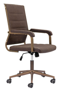 Plush Vintage Espresso and Bronze Office Chair