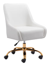 Load image into Gallery viewer, White and Gold Deco Leatherette Adjustable Office Chair