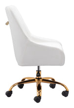 Load image into Gallery viewer, White and Gold Deco Leatherette Adjustable Office Chair