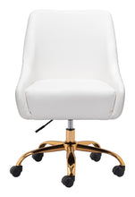 Load image into Gallery viewer, White and Gold Deco Leatherette Adjustable Office Chair