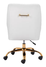Load image into Gallery viewer, White and Gold Deco Leatherette Adjustable Office Chair
