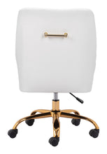 Load image into Gallery viewer, White and Gold Deco Leatherette Adjustable Office Chair