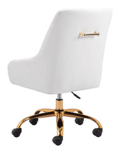 Load image into Gallery viewer, White and Gold Deco Leatherette Adjustable Office Chair
