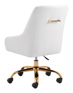 White and Gold Deco Leatherette Adjustable Office Chair