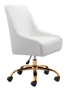 White and Gold Deco Leatherette Adjustable Office Chair