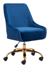 Load image into Gallery viewer, Navy Blue and Gold Deco Leatherette Adjustable Office Chair
