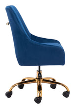 Load image into Gallery viewer, Navy Blue and Gold Deco Leatherette Adjustable Office Chair