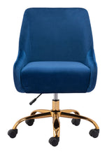 Load image into Gallery viewer, Navy Blue and Gold Deco Leatherette Adjustable Office Chair
