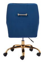 Load image into Gallery viewer, Navy Blue and Gold Deco Leatherette Adjustable Office Chair