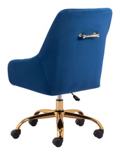 Load image into Gallery viewer, Navy Blue and Gold Deco Leatherette Adjustable Office Chair
