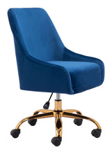 Load image into Gallery viewer, Navy Blue and Gold Deco Leatherette Adjustable Office Chair