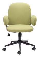 Load image into Gallery viewer, Boho Office Chair with Unique Oval Armrests in Olive Green
