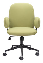 Load image into Gallery viewer, Boho Office Chair with Unique Oval Armrests in Olive Green