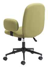 Load image into Gallery viewer, Boho Office Chair with Unique Oval Armrests in Olive Green