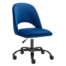 Load image into Gallery viewer, Blue Velvet Height Adjustable Rolling Office Chair
