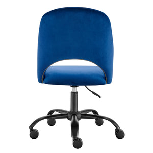 Blue Velvet Height Adjustable Rolling Office Chair