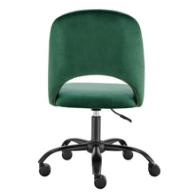 Load image into Gallery viewer, Green Velvet Height Adjustable Rolling Office Chair