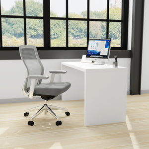 Modifiable 55" Matte White Lacquer Executive Desk or Workstation