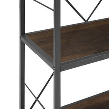 Load image into Gallery viewer, 60&quot; Dark Walnut &amp; Gray Metal Rugged Bookcase
