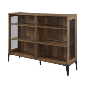 52" Historially Inspired Bookcase/Credenza with Mesh Sides in Rustic Oak
