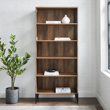 Load image into Gallery viewer, 68&quot; Rustic Oak Bookcase with Historic Design
