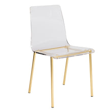 Load image into Gallery viewer, Set of Two Clear Acrylic and Brushed Gold Office Chairs