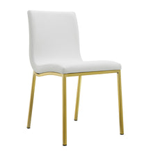 Load image into Gallery viewer, Set of Two White Leather Guest Chair with Brushed Gold Stainless Legs