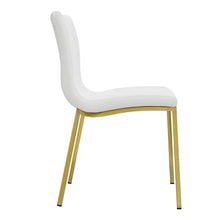 Load image into Gallery viewer, Set of Two White Leather Guest Chair with Brushed Gold Stainless Legs