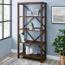 Load image into Gallery viewer, 64&quot; X-Framed Bookcase in Dark Walnut
