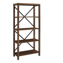 Load image into Gallery viewer, 64&quot; X-Framed Bookcase in Dark Walnut
