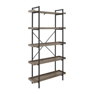 68" Industrial Bookcase in Gray Woodgrain/Steel