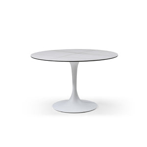47" Elegant Round Ceramic Meeting Table with White Ceramic Top