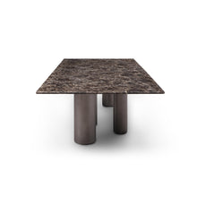 Load image into Gallery viewer, Brown Marble 108&quot; Long High-Gloss Conference Table with Bronze Legs
