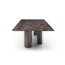 Load image into Gallery viewer, Brown Marble 108" Long High-Gloss Conference Table with Bronze Legs