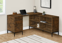 Load image into Gallery viewer, 60" L-Shaped Brown Contemporary Office Desk