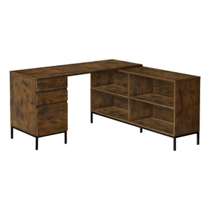 60" L-Shaped Brown Contemporary Office Desk