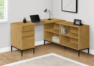 60" L-Shaped Natural Contemporary Office Desk