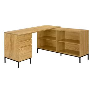 60" L-Shaped Natural Contemporary Office Desk